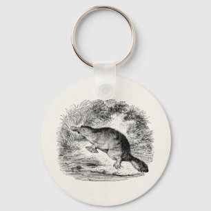Vintage Duck Billed Platypus Personalized Animals Keychain