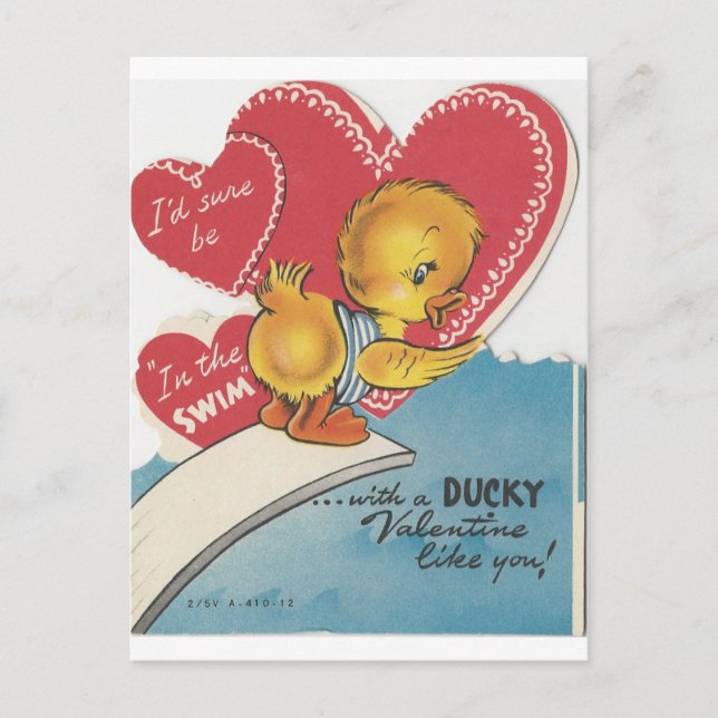 Vintage Duck Valentine Holiday Postcard (Front)