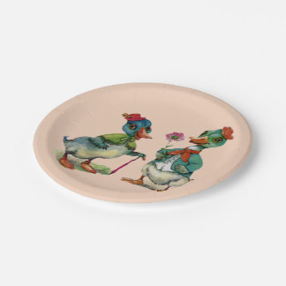 Vintage Ducks Spring Couple Paper Plate