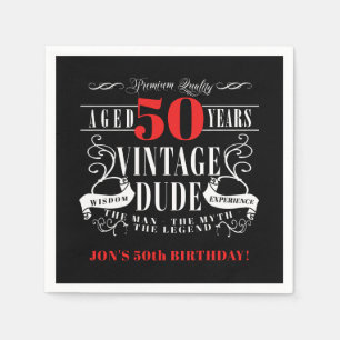 Vintage Dude Man Myth Legend Men's Birthday Napkin