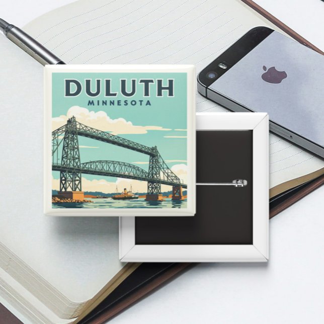 Vintage Duluth Minnesota 2 Inch Square Button (Creator Uploaded)