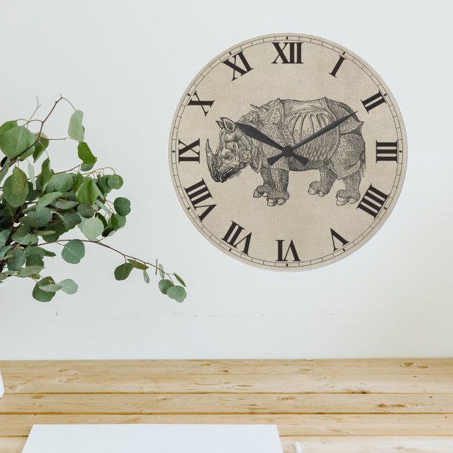 Vintage Durer Rhino Large Clock (Vintage Durer Rhino Large Clock)