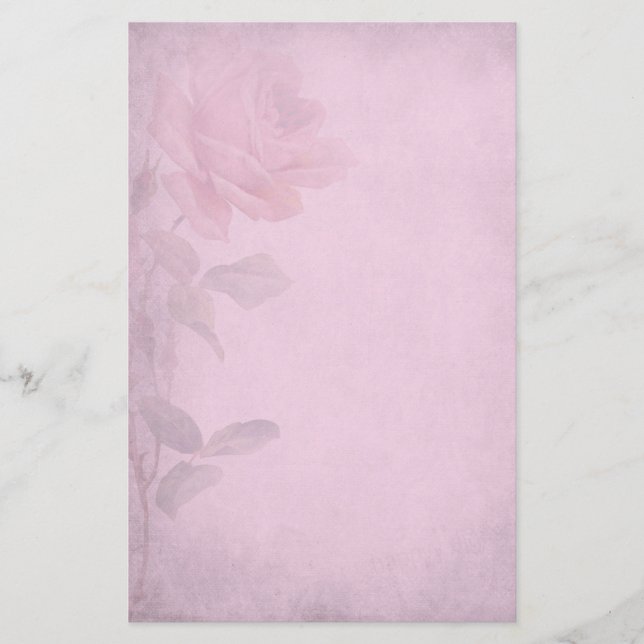 Vintage Dusky Pink Rose Writing Paper (Front)