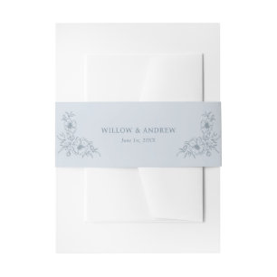 Vintage Dusty Blue Belly Band Invitation Belly Band