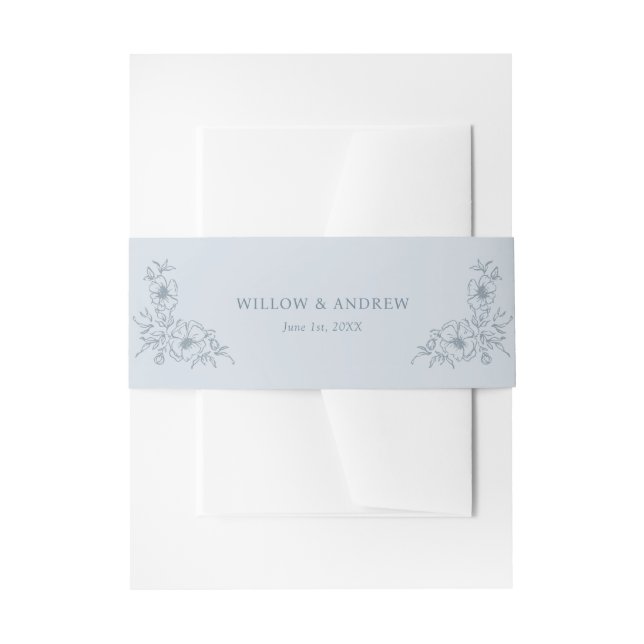 Vintage Dusty Blue Belly Band Invitation Belly Band (Front Example)