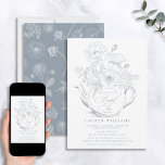 Vintage Dusty Blue Botanical Bridal Tea Shower Invitation<br><div class="desc">Look no further for a modern, vintage-inspired bridal tea invitation for your upcoming event. Our Vintage Dusty Blue Botanical Bridal Tea Invitation is the perfect accompaniment to invite your guests in style. Featuring a beautiful line art style Icelandic poppies design in a teapot motif dusty blue and white – this...</div>