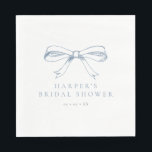 Vintage Dusty Blue Bow Bridal Shower Napkin<br><div class="desc">Vintage Dusty Blue Bow Bridal Shower Napkin</div>