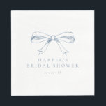 Vintage Dusty Blue Bow Bridal Shower Napkin<br><div class="desc">Vintage Dusty Blue Bow Bridal Shower Napkin</div>