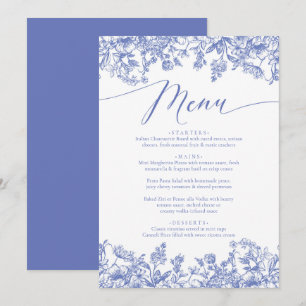 Vintage Dusty Blue Floral Chinoiserie Botanical Menu