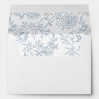 Vintage Dusty Blue French Floral Toile Birds