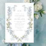 Vintage Dusty Blue Garden Monogram Wedding Invitation<br><div class="desc">Introducing the Vintage Dusty Blue Garden Wedding Invitation – a sophisticated blend of vintage allure and modern convenience. This meticulously crafted invitation design boasts a delicate wreath of soft, dusty blue watercolor flowers, elegantly framing your wedding details. At the top, a tasteful monogram adds a personalized touch. What sets this...</div>