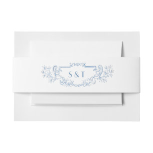 Vintage dusty blue  invitation belly band