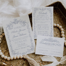 Vintage Dusty Blue Old Money Classy Wedding