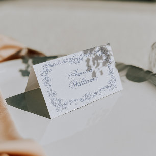 Vintage Dusty Blue Old Money Wedding Place Cards