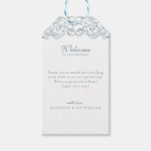 Vintage Dusty Blue Ornate Frame Welcome Gift Tags