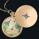 Vintage Dusty Blue Peacock Damask Anniversary  Locket Necklace<br><div class="desc">Keepsake Necklaces Choose either Silver Plated Gold Finish or Sterling Silver Unique Personalized Custom 1st Christmas Gift, 25th Wedding Anniversary, 1st Newlywed Birthday after Married, Wedding Keepsake Wedding Party Necklaces - to change background colour - click customize - click edit - choose last tool in drop down menu and choose...</div>