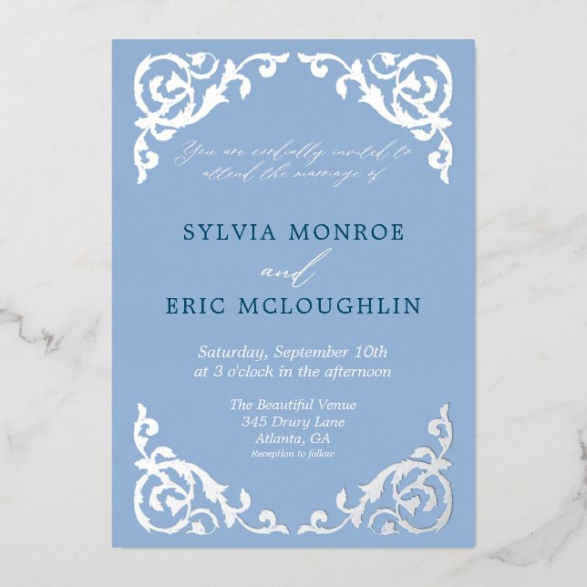 Vintage Dusty Blue Victorian Formal Wedding (Front)