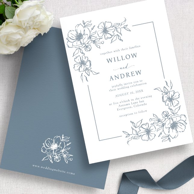 Vintage Dusty Blue Wedding Invitation (Vintage Dusty Blue Wedding Invitation
)