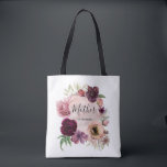 Vintage Dusty Pink and Burgundy Red Wedding Tote Bag<br><div class="desc">Burgundy red and vintage dusty rose floral wedding bags</div>