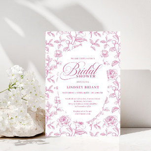 Vintage Dusty Pink Rose Pattern Bridal Shower Invitation