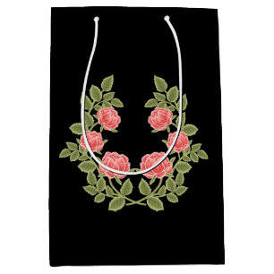 Vintage Dusty Pink Roses Floral Pattern - Romantic Medium Gift Bag