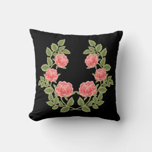 Vintage Dusty Pink Roses Floral Pattern - Romantic Throw Pillow