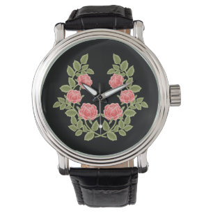 Vintage Dusty Pink Roses Floral Pattern - Romantic Watch