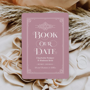 Vintage Dusty Rose Book Cover Wedding Save The Date
