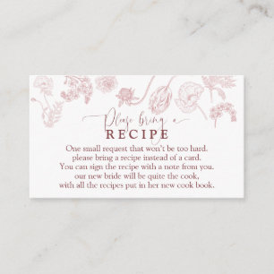 Vintage Dusty Rose Floral Please Bring A Recipe Enclosure Card