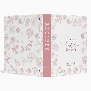 Vintage Dusty Rose Floral Script Shower Recipe Binder