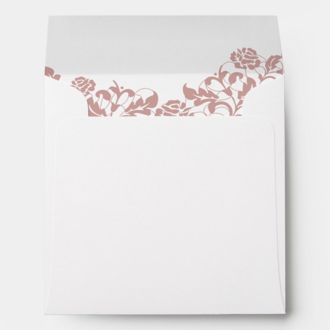 Vintage Dusty Rose Pink Lace Square Wedding  Envelope (Back (Bottom))