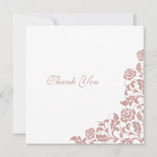 Vintage Dusty Rose Pink Lace Square Wedding Thank You Card