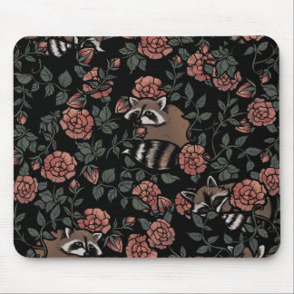 Vintage Dusty Rose Raccoons Mouse Pad