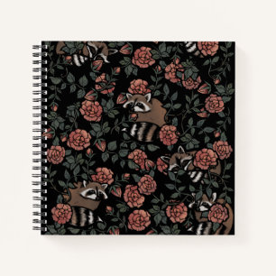 Vintage Dusty Rose Raccoons   Notebook