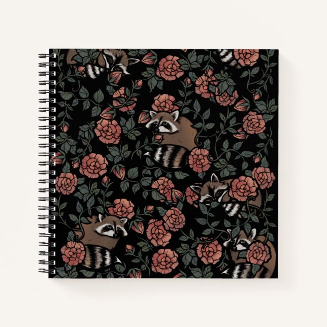 Vintage Dusty Rose Raccoons   Notebook (Front)