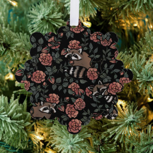 Vintage Dusty Rose Raccoons  Ornament Card