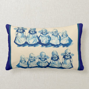 Vintage Dutch design, 1905 Little Dutch girls Lumbar Pillow