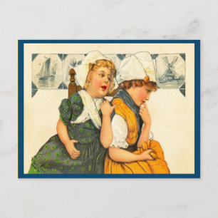 Vintage Dutch girls at home Postcard