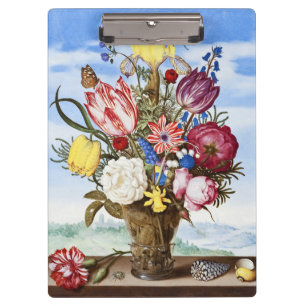 Vintage Dutch Golden Age Floral Still Life Clipboard
