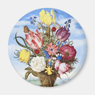 Vintage Dutch Golden Age Floral Still Life Magnet