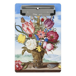 Vintage Dutch Golden Age Floral Still Life Mini Clipboard
