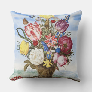 Vintage Dutch Golden Age Floral Still Life Outdoor Pillow