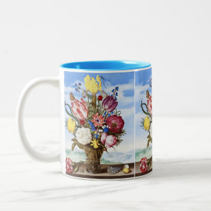Vintage Dutch Golden Age Floral Still Life Two-Tone Coffee Mug