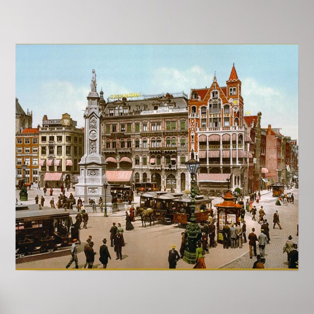 Vintage Dutch Image, Amsterdam trams Poster (Front)