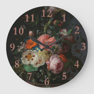 Vintage Dutch Master Still Life Rachel Ruysch Large Clock