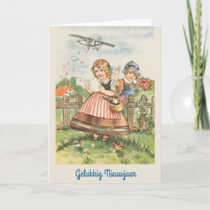 Vintage Dutch New Year Greeting Card