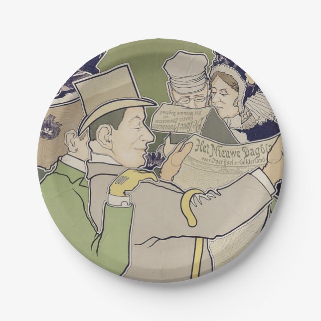 Vintage dutch newspaper advert paper plate (Front)