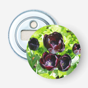 Vintage Dutch Purple Green Black Tulips Photo Bottle Opener