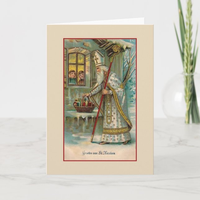 Vintage Dutch St. Nicolaas Christmas Card (Front)