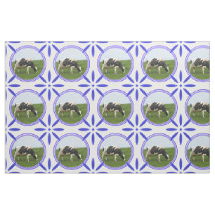Vintage Dutch Tiles Delftware Cows Holland Fabric